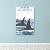 Orca Whales #1 - Homer, Alaska Canvas Afdruk (Insitu (Houten vloer))