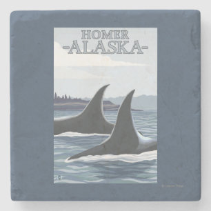 Orca Whales #1 - Homer, Alaska Stenen Onderzetter
