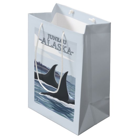 Orca Whales #1 - Juneau, Alaska Medium Cadeauzakje (Voorkant Gekanteld)