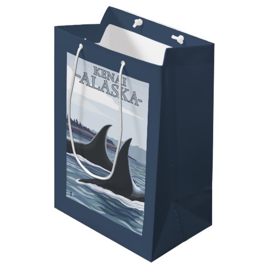 Orca Whales #1 - Kenai, Alaska Medium Cadeauzakje (Voorkant Gekanteld)