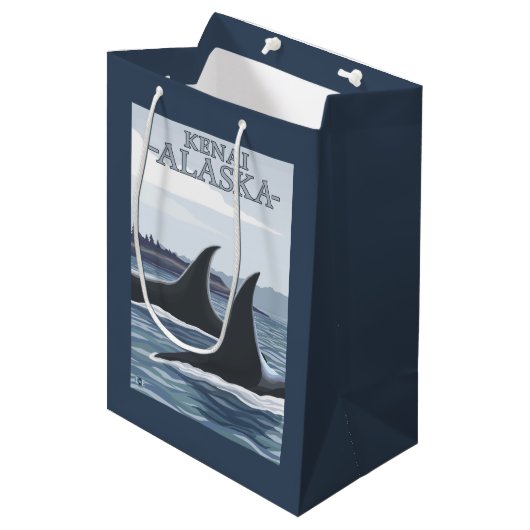 Orca Whales #1 - Kenai, Alaska Medium Cadeauzakje (Voorkant Gekanteld)