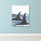 Orca Whales #1 - Kenia, Alaska Canvas Afdruk (Insitu (Houten vloer))