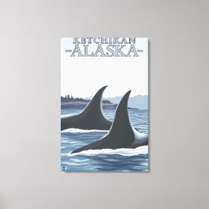 Orca Whales #1 - Ketchikan, Alaska Canvas Afdruk