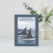 Orca Whales #1 - Lopez, Washington Briefkaart (Staand voorkant)