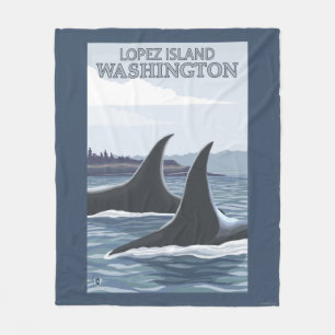 Orca Whales #1 - Lopez, Washington Fleece Deken
