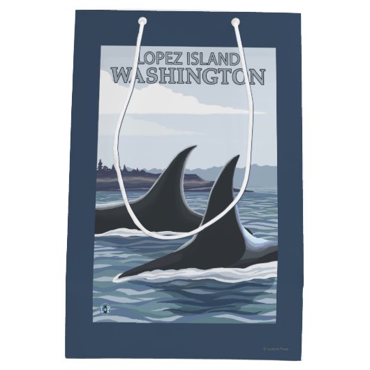 Orca Whales #1 - Lopez, Washington Medium Cadeauzakje (Achterkant)