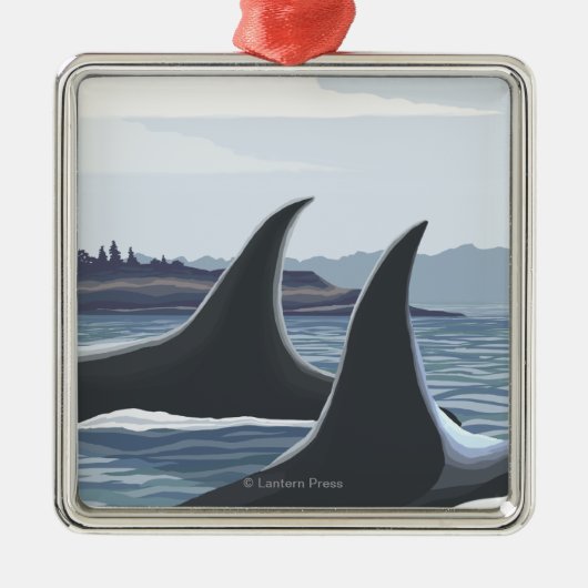 Orca Whales #1 - Lopez, Washington Metalen Ornament (Voorkant)