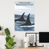 Orca Whales #1 - Lopez, Washington Poster (Thuiskantoor)