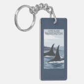 Orca Whales #1 - Lopez, Washington Sleutelhanger (Voorkant Links)