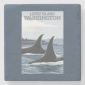 Orca Whales #1 - Lopez, Washington Stenen Onderzetter (Voorkant)