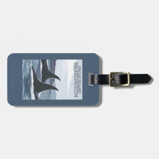 Orca Whales #1 - Orcas Island, Washington Bagagelabel (Voorkant horizontaal)