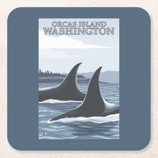 Orca Whales #1 - Orcas Island, Washington Kartonnen Onderzetters (Voorkant)