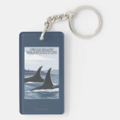 Orca Whales #1 - Orcas Island, Washington Sleutelhanger (achterkant)