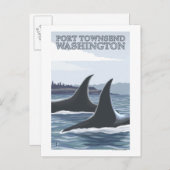 Orca Whales #1 - Port Townsend, Washington Briefkaart (Voorkant / Achterkant)