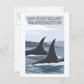 Orca Whales #1 - San Juan Island, Washington Briefkaart (Voorkant / Achterkant)
