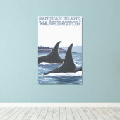 Orca Whales #1 - San Juan Island, Washington Canvas Afdruk (Insitu (Houten vloer))