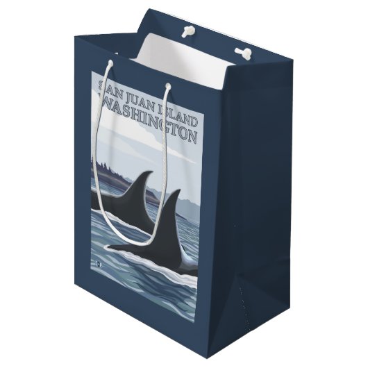 Orca Whales #1 - San Juan Island, Washington Medium Cadeauzakje (Voorkant Gekanteld)