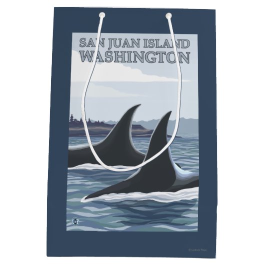 Orca Whales #1 - San Juan Island, Washington Medium Cadeauzakje (Achterkant)