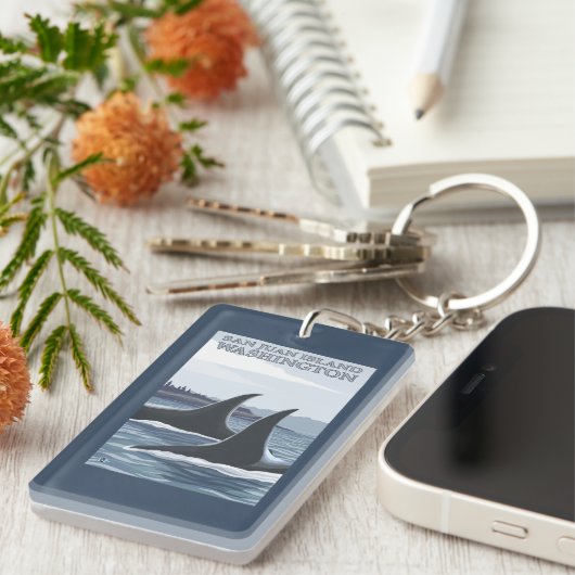 Orca Whales #1 - San Juan Island, Washington Sleutelhanger (Voorkant Rechts)