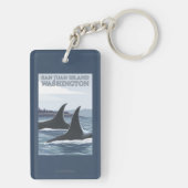 Orca Whales #1 - San Juan Island, Washington Sleutelhanger (achterkant)