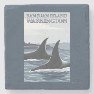 Orca Whales #1 - San Juan Island, Washington Stenen Onderzetter