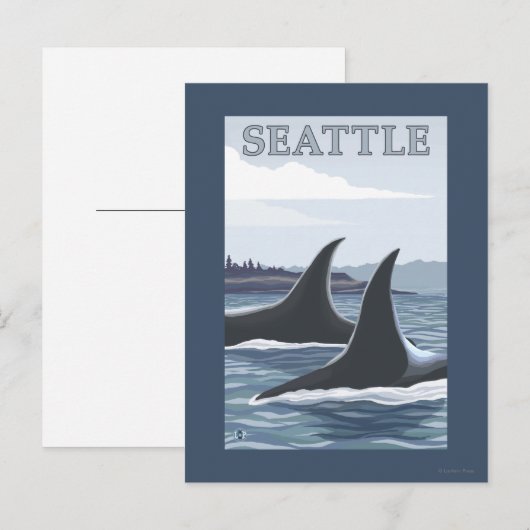 Orca Whales #1 - Seattle, Washington Briefkaart (Voorkant / Achterkant)