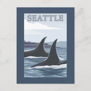 Orca Whales #1 - Seattle, Washington Briefkaart