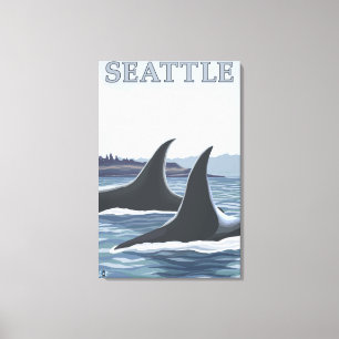 Orca Whales #1 - Seattle, Washington Canvas Afdruk
