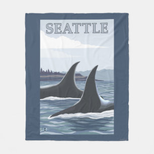 Orca Whales #1 - Seattle, Washington Fleece Deken