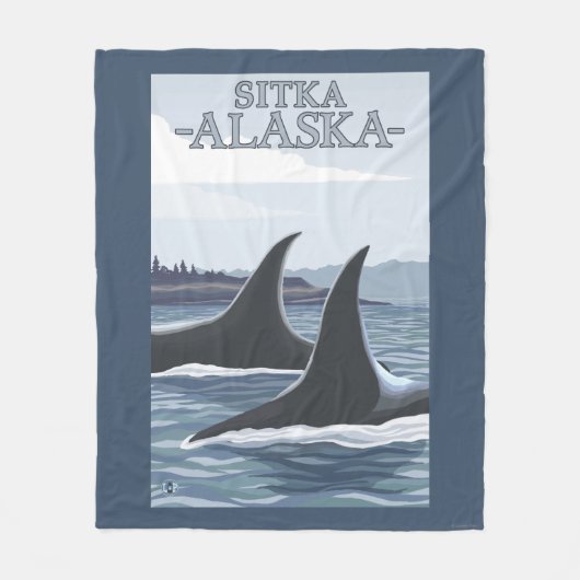Orca Whales #1 - Sitka, Alaska Fleece Deken (Voorkant)