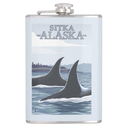 Orca Whales #1 - Sitka, Alaska Heupfles (Voorkant)