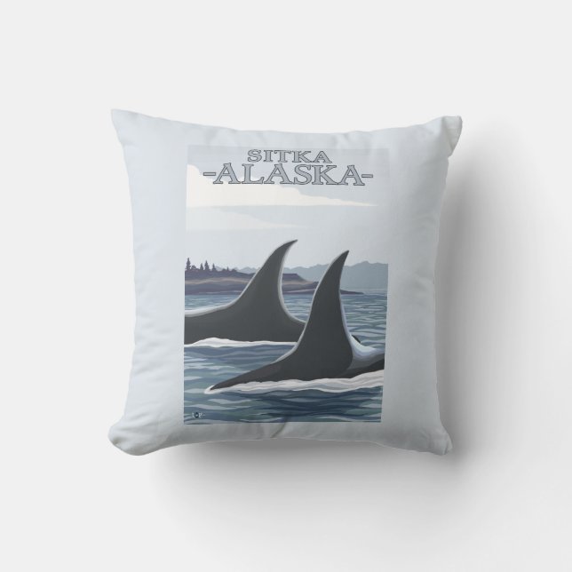 Orca Whales #1 - Sitka, Alaska Kussen (Voorkant)