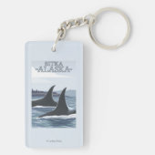 Orca Whales #1 - Sitka, Alaska Sleutelhanger (achterkant)