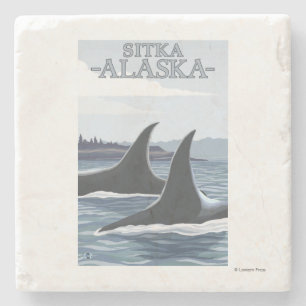 Orca Whales #1 - Sitka, Alaska Stenen Onderzetter