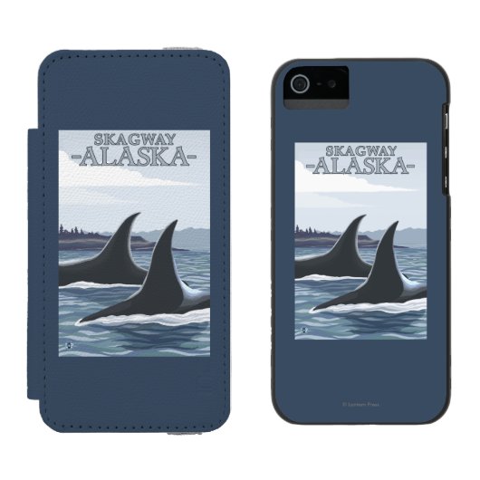 Orca Whales #1 - Skagway, Alaska Incipio iPhone Portemonnee Hoesje (Naast elkaar)
