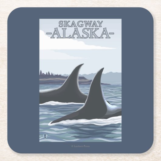 Orca Whales #1 - Skagway, Alaska Kartonnen Onderzetters (Voorkant)