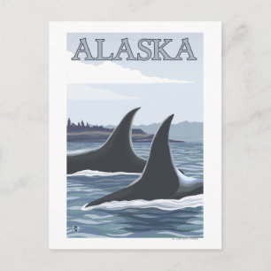Orca Whales #1 - Vintage Travel Poster Briefkaart