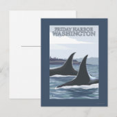Orca Whales #1 - Vrijdag Harbour, Washington Briefkaart (Voorkant / Achterkant)