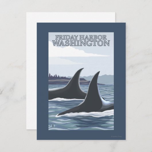 Orca Whales #1 - Vrijdag Harbour, Washington Briefkaart (Voorkant / Achterkant)