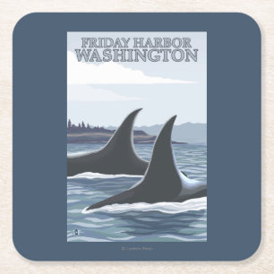Orca Whales #1 - Vrijdag Harbour, Washington Kartonnen Onderzetters