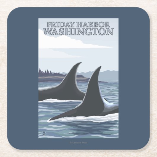 Orca Whales #1 - Vrijdag Harbour, Washington Kartonnen Onderzetters (Voorkant)