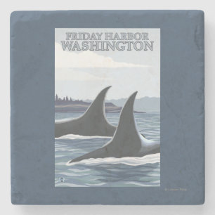 Orca Whales #1 - Vrijdag Harbour, Washington Stenen Onderzetter