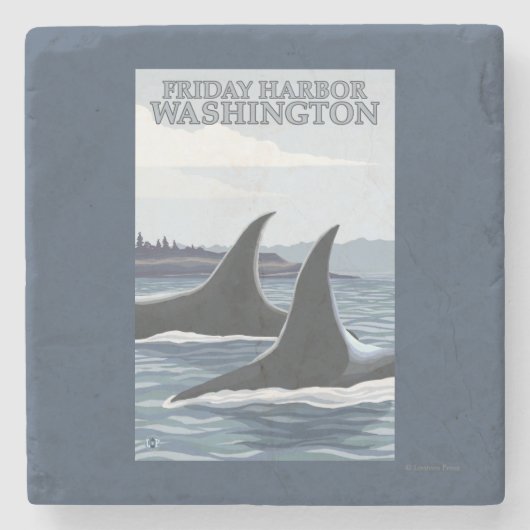 Orca Whales #1 - Vrijdag Harbour, Washington Stenen Onderzetter (Voorkant)