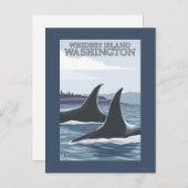 Orca Whales #1 - Whidbey, Washington Briefkaart (Voorkant / Achterkant)