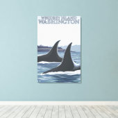 Orca Whales #1 - Whidbey, Washington Canvas Afdruk (Insitu (Houten vloer))