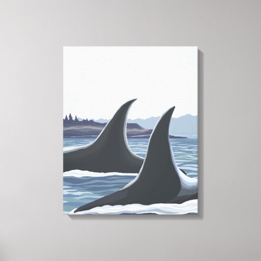Orca Whales #1 - Whidbey, Washington Canvas Afdruk (Voorkant)