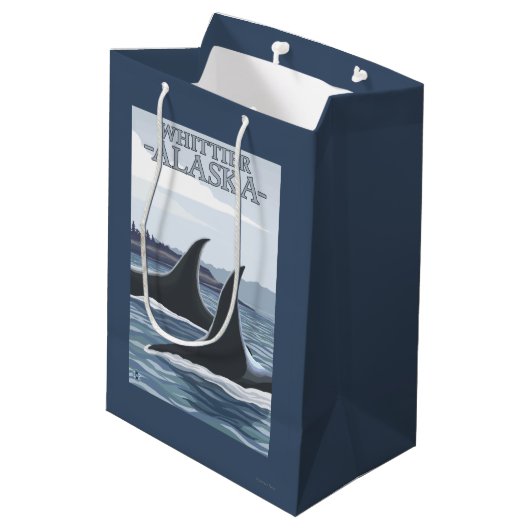 Orca Whales #1 - Whittier, Alaska Medium Cadeauzakje (Achterkant Gekanteld)