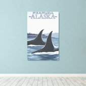 Orca Whales #1 - Wrangell, Alaska Canvas Afdruk (Insitu (Houten vloer))
