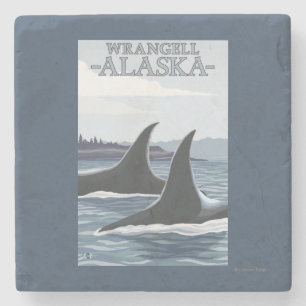 Orca Whales #1 - Wrangell, Alaska Stenen Onderzetter