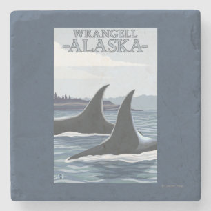 Orca Whales #1 - Wrangell, Alaska Stenen Onderzetter